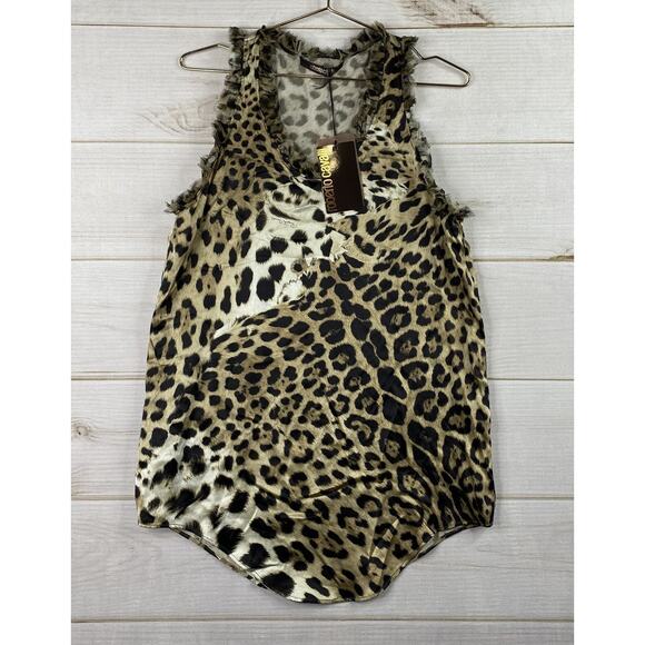 Roberto Cavalli Signature Top Womens 42 US M/6 Animal Print 100% Silk Classy NWT - Picture 1 of 13